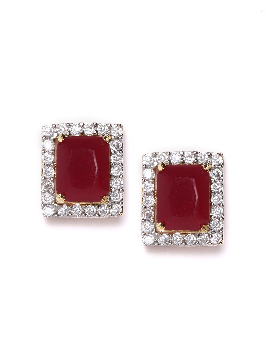 YouBella Multi-Color American Diamond Jewellery Interchangeable Rectangular Shaped Earrings